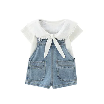 2PCS WLG Girls Outfits Kids Summer Short Sleeve White T Shirt and Denim Blue Overall Set Baby Girl Casual Clothes
2PCS WLG Girls Outfits Kids Summer Short Sleeve White T Shirt and Denim Blue Overall Set Baby Girl Casual Clothes