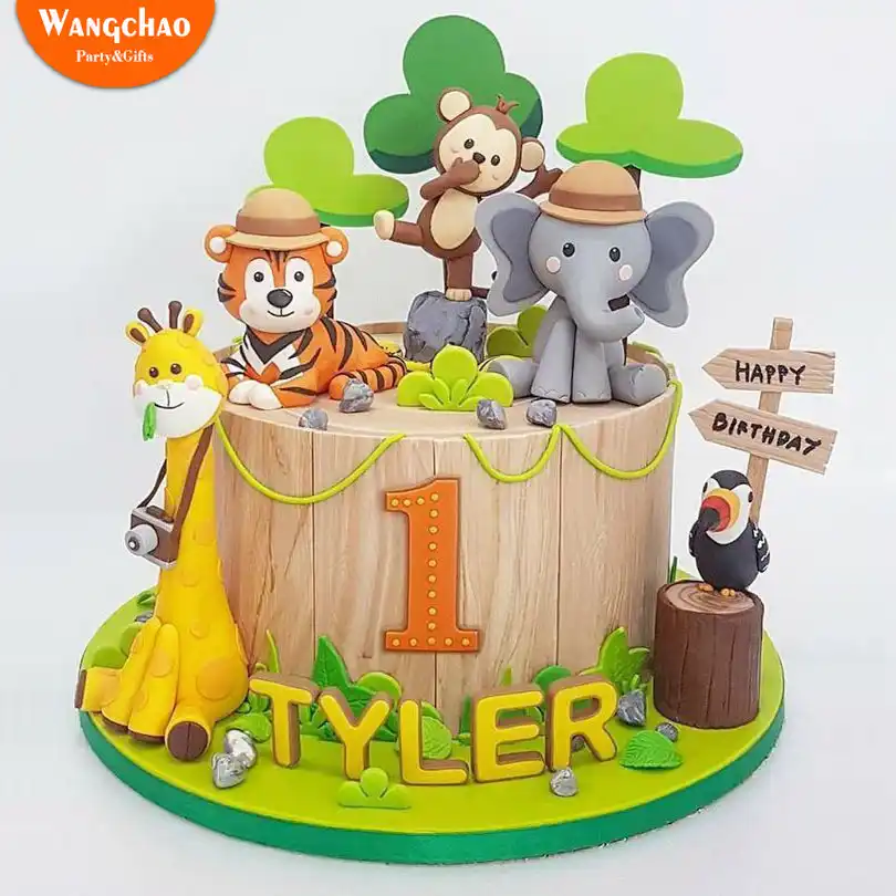 lion elephant giraffe soft clay animal felt tree birthday party