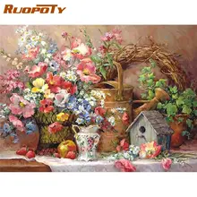 

RUOPOTY 60x75cm Frame DIY Painting By Number Kits Wall Art Picture By Numbers Flowers Handpainted For Home Decors Artcraft