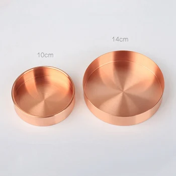 

Makeup Storage Organizer Tray Jewelry Box Round Dishes Rose Gold Home Decor Metal Object Storage Copper Europe Glossy