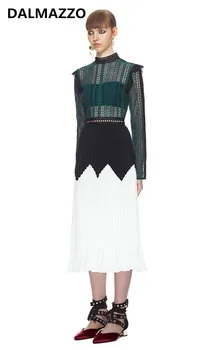 High-end Custom Women Lace Patchwork Pleated Long Dress Vestidos 2020 Spring Designer Womans Green Long Sleeve Runway Dresses
High-end Custom Women Lace Patchwork Pleated Long Dress Vestidos 2020 Spring Designer Womans Green Long Sleeve Runway Dresses