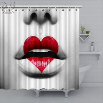 Cosmetic Lipstick Bathroom Curtain Red and Black Waterproof Shower Curtain Polyester Fabric Bath Curtain Bathing Cover Shower 
Cosmetic Lipstick Bathroom Curtain Red and Black Waterproof Shower Curtain Polyester Fabric Bath Curtain Bathing Cover Shower