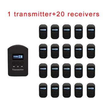 Wireless audio voice transmission device ( 1 Transmitter + 20 Receivers +1 Charging station ) Whisper Guide / Walkie Talkie
Wireless audio voice transmission device ( 1 Transmitter + 20 Receivers +1 Charging station ) Whisper Guide / Walkie Talkie