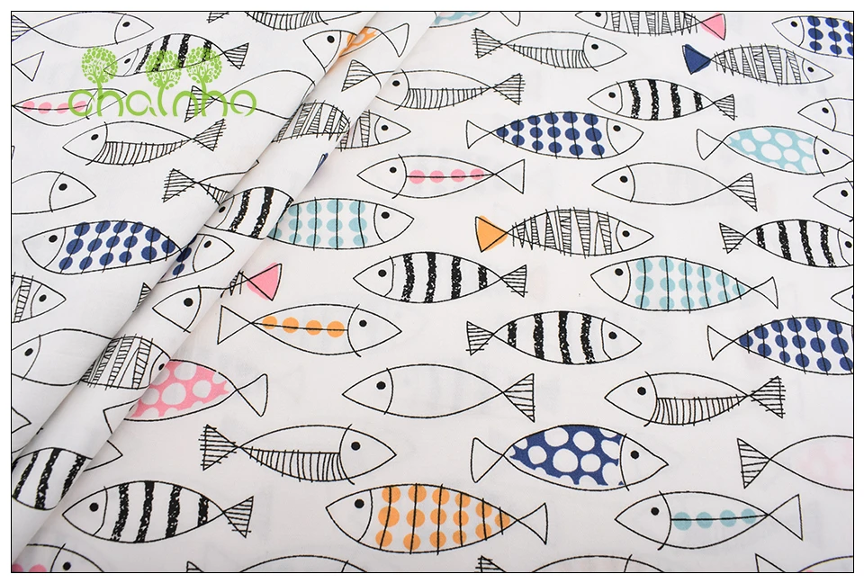 Wzór ryby kreskówki na bawełnianej tkaninie ze skośnego splotu - 8 wzorów - Wianko - 27