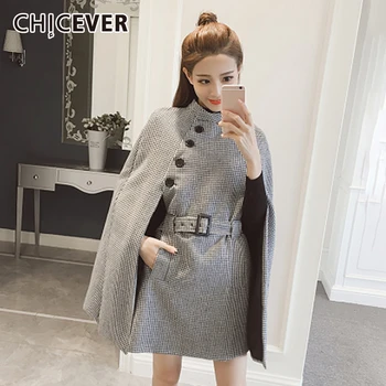 CHICEVER Korean Patchwork Plaid Dress Women Stand Collar Cloak Sleeve High Waist Lace Up Tunic Mini Dresses Female 2020 Clothes
CHICEVER Korean Patchwork Plaid Dress Women Stand Collar Cloak Sleeve High Waist Lace Up Tunic Mini Dresses Female 2020 Clothes