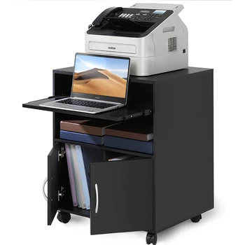 Printer Stand with Keyboard Tray On Wheels Black Mobile Wood Work Cart with Storage
Printer Stand with Keyboard Tray On Wheels Black Mobile Wood Work Cart with Storage
