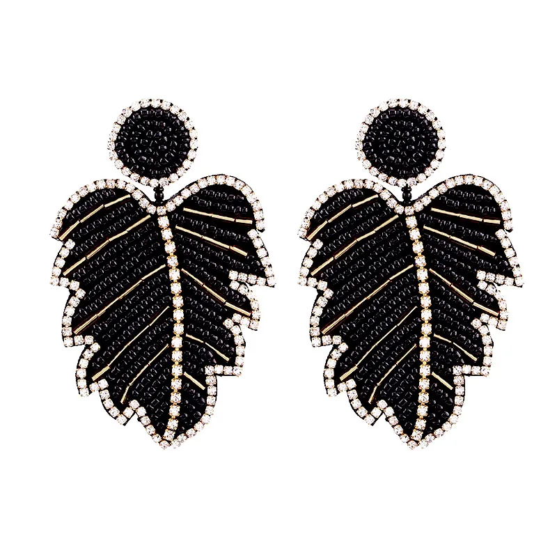 Earrings Za Boho Glass Beads handmade drop earrings for women Black 2