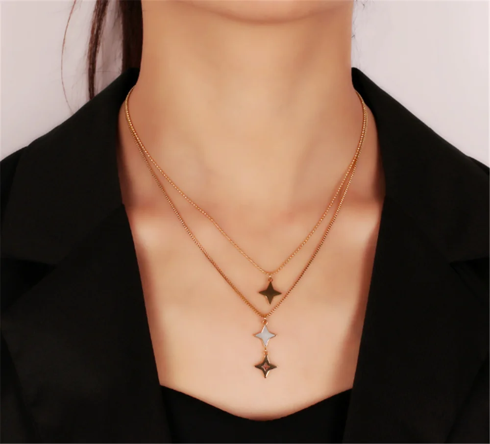 316L Stainless Steel Simple Hip-hop Golden Star Flower Double Layer Necklace No Fade
316L Stainless Steel Simple Hip-hop Golden Star Flower Double Layer Necklace No Fade
