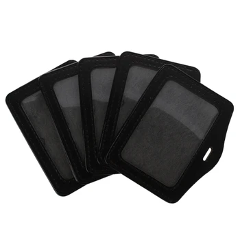 5 Pcs Black Clear Faux Leather Business ID Card Badge Holder 
5 Pcs Black Clear Faux Leather Business ID Card Badge Holder