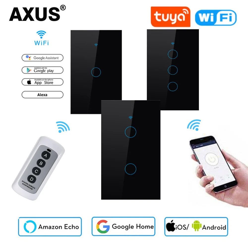 AXUS Tuya Smart Life 1 Gang 1 Way US Standard WiFi Wall Light Touch Switch for Google Home Alexa Voice Control No need neutral
AXUS Tuya Smart Life 1 Gang 1 Way US Standard WiFi Wall Light Touch Switch for Google Home Alexa Voice Control No need neutral