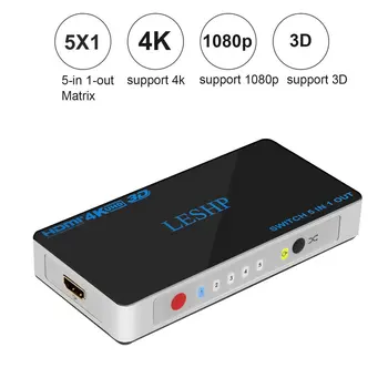 LESHP Switch 5 In 1 Out 5 Port HDMI Switcher Ultra HD 4Kx2K Support 3D for Playing Games Watching Movies Low Power Consumption
LESHP Switch 5 In 1 Out 5 Port HDMI Switcher Ultra HD 4Kx2K Support 3D for Playing Games Watching Movies Low Power Consumption