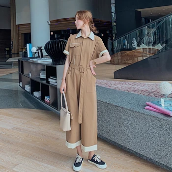 2020 Summer Short Sleeve Jumpsuits Fashion Splice Loose Casual Sashe Wide Leg Pants Set Overalls Female Streetwear Korean Romper
2020 Summer Short Sleeve Jumpsuits Fashion Splice Loose Casual Sashe Wide Leg Pants Set Overalls Female Streetwear Korean Romper