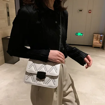 Rivet Female Leather Flap Crossbody Bags Casual Women Chain Small Shoulder Bag Vintage Punk Small Shoulder Square Chain Purse
Rivet Female Leather Flap Crossbody Bags Casual Women Chain Small Shoulder Bag Vintage Punk Small Shoulder Square Chain Purse