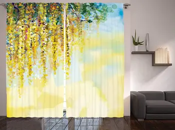 Watercolor Flower Curtains Charms of Golden Yellow Wisteria in Sunny Day Print Living Room Bedroom Window Drapes Blue Yellow
Watercolor Flower Curtains Charms of Golden Yellow Wisteria in Sunny Day Print Living Room Bedroom Window Drapes Blue Yellow
