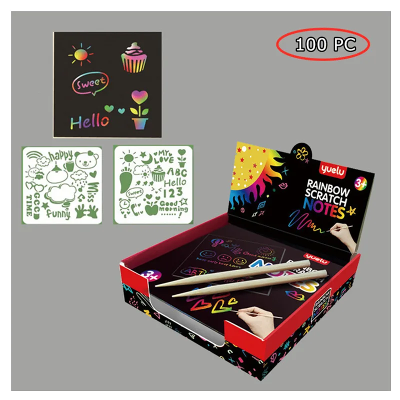 104PC DIY Scratch Art Painting Sticky Notebooks Set Colorful Message Scratch Drawing Paper Toys Creative Graffiti Notice Cards
104PC DIY Scratch Art Painting Sticky Notebooks Set Colorful Message Scratch Drawing Paper Toys Creative Graffiti Notice Cards