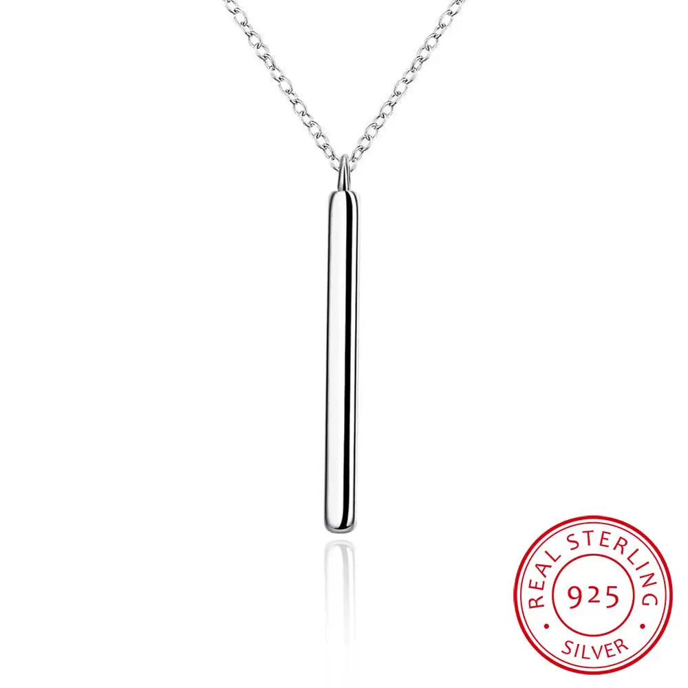 

925 Silver Necklaces Jewelry Round Column Pendants Necklace Chains For Women Men Fine Jewelry