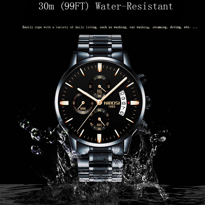 NIBOSI мужские часы Роскошные от известного топ бренда Модные Повседневные под