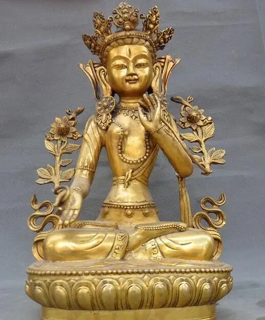 

old Tibetan Buddhism bronze Gilt tara Kwan-Yin Guanyin Bodhisattva Buddha statue