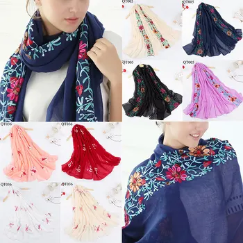 Plain Cotton Linen Embroidery Floral Women Scarf Ethnic Style Scarves Muslim Hijab Scarf Headscarves Soft Bandana Large Shawls 
Plain Cotton Linen Embroidery Floral Women Scarf Ethnic Style Scarves Muslim Hijab Scarf Headscarves Soft Bandana Large Shawls