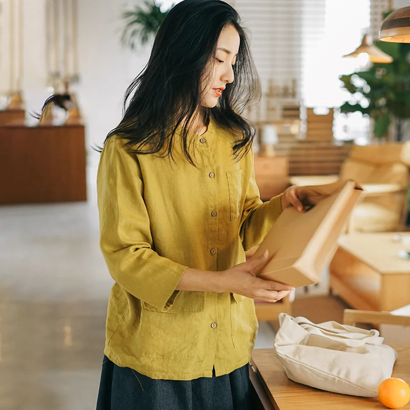 Qi mei 2020 Spring New Style Long-sleeved Shirt Women's Outer Wear Loose-Fit Solid Color Linen Shirt Women's WOMEN'S Dress
Qi mei 2020 Spring New Style Long-sleeved Shirt Women's Outer Wear Loose-Fit Solid Color Linen Shirt Women's WOMEN'S Dress