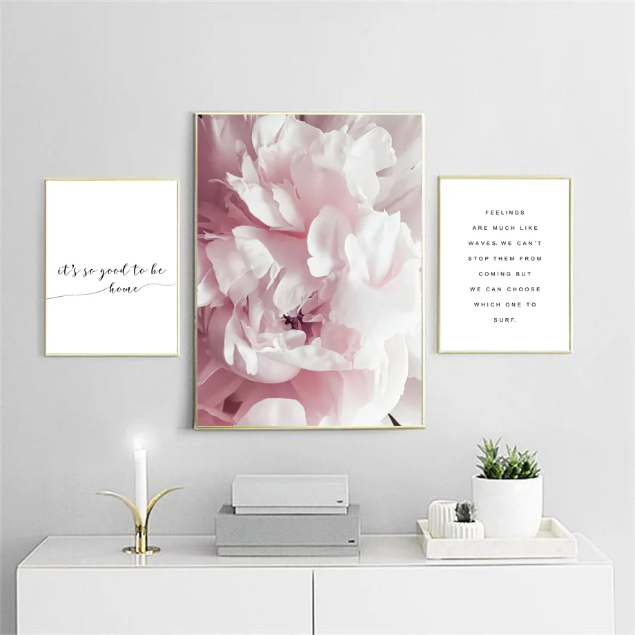 Bloom Pink Peony Dahlia Ballet Girl Quote Wall Art Canvas Painting Nordic Posters And Prints Wall Pictures For Living Room Decor