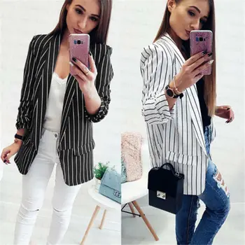 Womens Casual Stripe Blazers Business Suit Blazer Loose Lady Clothes Long Sleeve coat Autumn Fashion Women Striped Office
Womens Casual Stripe Blazers Business Suit Blazer Loose Lady Clothes Long Sleeve coat Autumn Fashion Women Striped Office