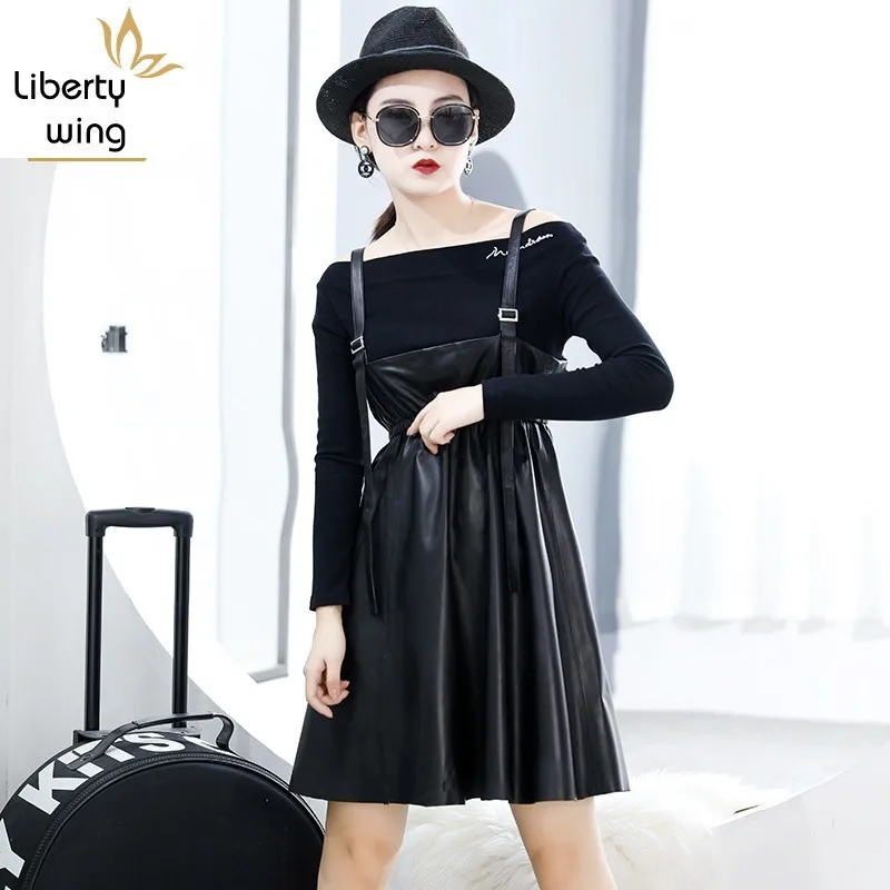New Spring Women Black Genuine Leather Real Sheepskin Sleeveless Adjustable Strap High Waist Slim A-Line Dress Robe Female
New Spring Women Black Genuine Leather Real Sheepskin Sleeveless Adjustable Strap High Waist Slim A-Line Dress Robe Female