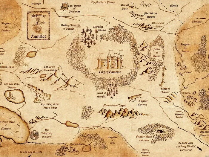 Фото Шелковый постер Camelot Map Кинг Артур художественный принт домашний Настенный декор