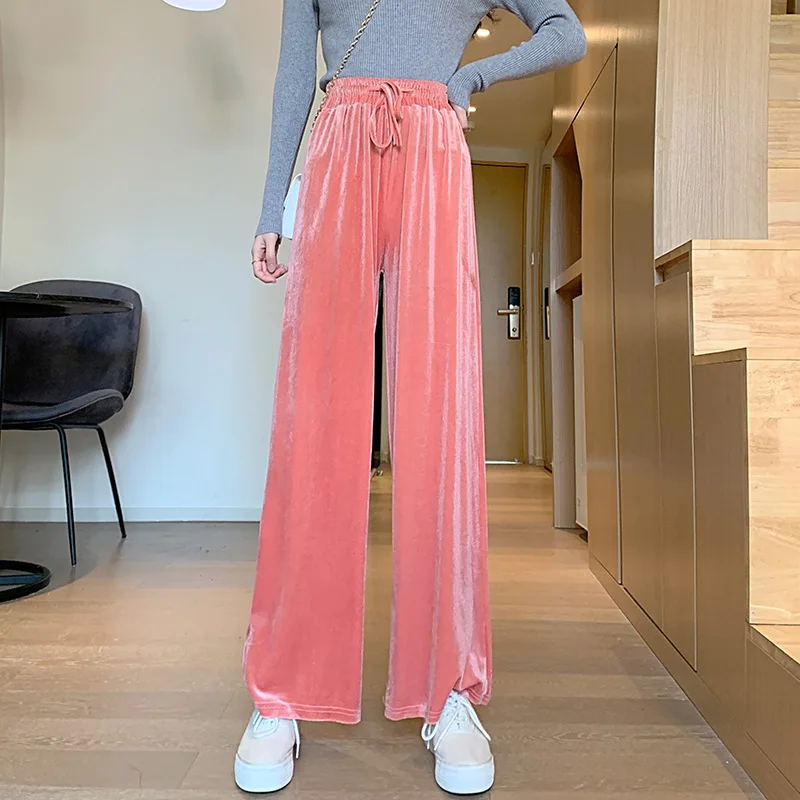 Ladies Gold Velvet Solid Color Wide-Leg Pants Spring Autumn Korean Style Casual Loose Straight Wide-Leg Pants
Ladies Gold Velvet Solid Color Wide-Leg Pants Spring Autumn Korean Style Casual Loose Straight Wide-Leg Pants