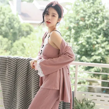 2019 Women Robe & Gown Sets Sexy Lace Sleep Lounge Cotton Long Sleeve Ladies Nightwear Bathrobe Night Dress Home Sleepwear suit
2019 Women Robe & Gown Sets Sexy Lace Sleep Lounge Cotton Long Sleeve Ladies Nightwear Bathrobe Night Dress Home Sleepwear suit