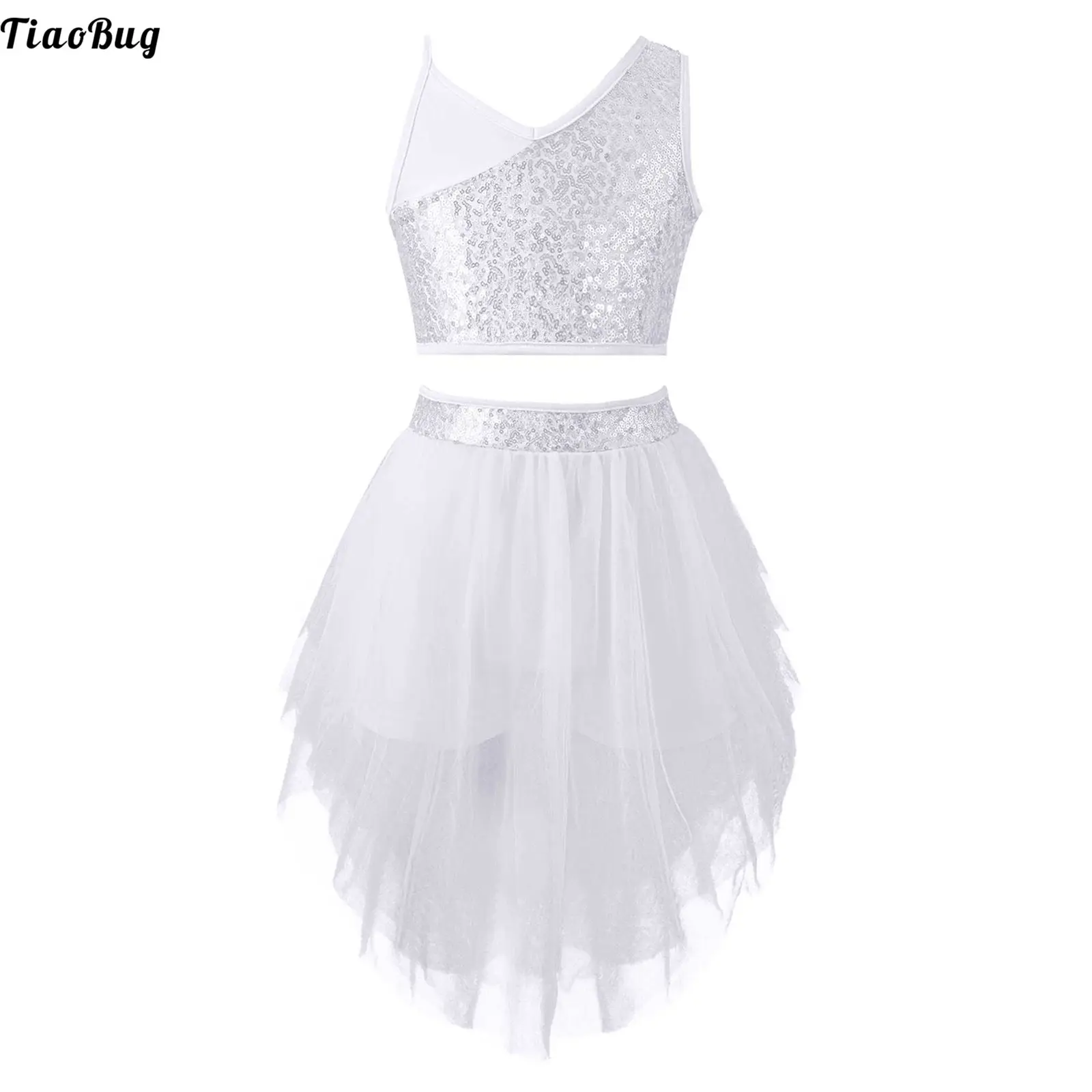 Kids Girls Ballet Dance Stage Performance Costumes 2Pcs Clothes Set Sleeveless Straps V Neck Sequins Crop Top With Mesh Skirt
Kids Girls Ballet Dance Stage Performance Costumes 2Pcs Clothes Set Sleeveless Straps V Neck Sequins Crop Top With Mesh Skirt