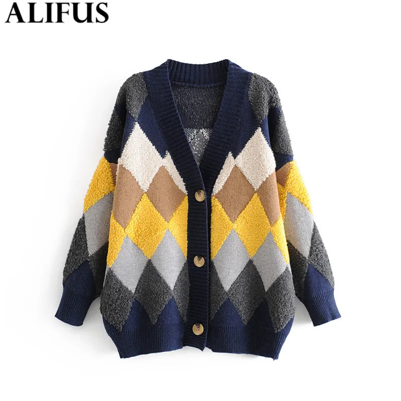 Fashion Za Women 2019 Autumn Winter Lattice V-Neck Cardigan Long Sleeve Loose Patchwork Sweater Outwear Ladies
Fashion Za Women 2019 Autumn Winter Lattice V-Neck Cardigan Long Sleeve Loose Patchwork Sweater Outwear Ladies
