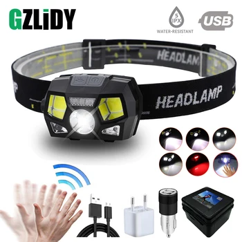 Super bright LED headlamp built-in inductive sensor USB rechargeable 6 lighting mode LED headlight for running, fishing, etc.
Super bright LED headlamp built-in inductive sensor USB rechargeable 6 lighting mode LED headlight for running, fishing, etc.