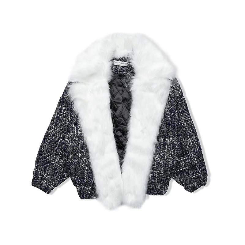 Фото Зимнее пальто женское 2020 новое Европейское клетчатое шерстяное большого размера