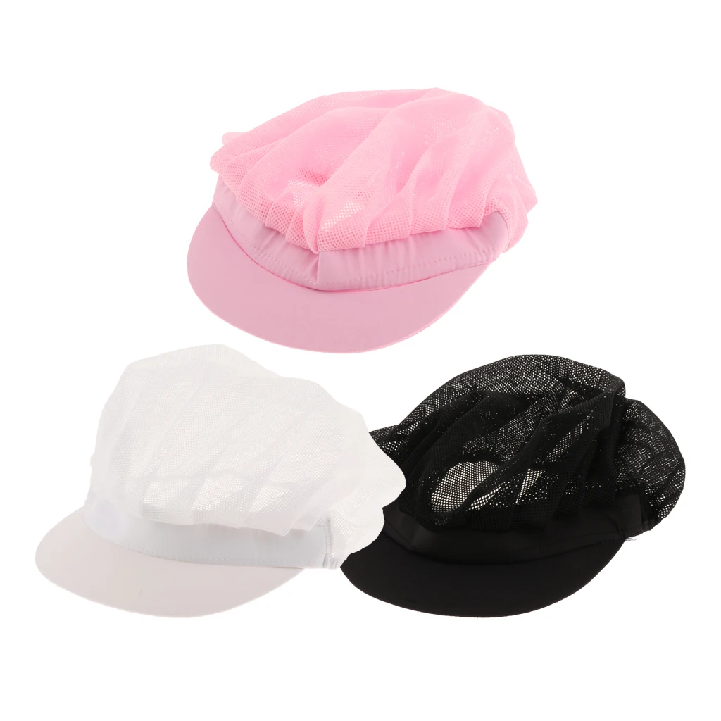 3Pcs Mesh Cook Adjustable Men Women Kitchen Baker Chef Elastic Cap Hat Catering 3Pcs Mesh Cook Adjustable Men Women Kitchen Baker Chef Elastic Cap Hat Catering