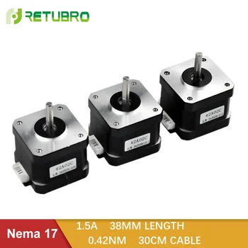 Stepper Motor 3PCS Nema17 Micro Stepper 42Ncm with 30cm Cable 38mm Length Hybrid for 3D Printer
Stepper Motor 3PCS Nema17 Micro Stepper 42Ncm with 30cm Cable 38mm Length Hybrid for 3D Printer