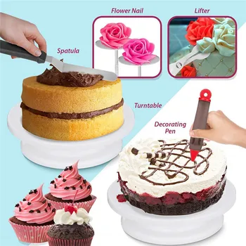 

164 Pcs Cake Turntable Set DIY Cream Spatula 164 Piece Cake Decoration Tools PP Stainless Steel PE Baking Decoration Tool Set