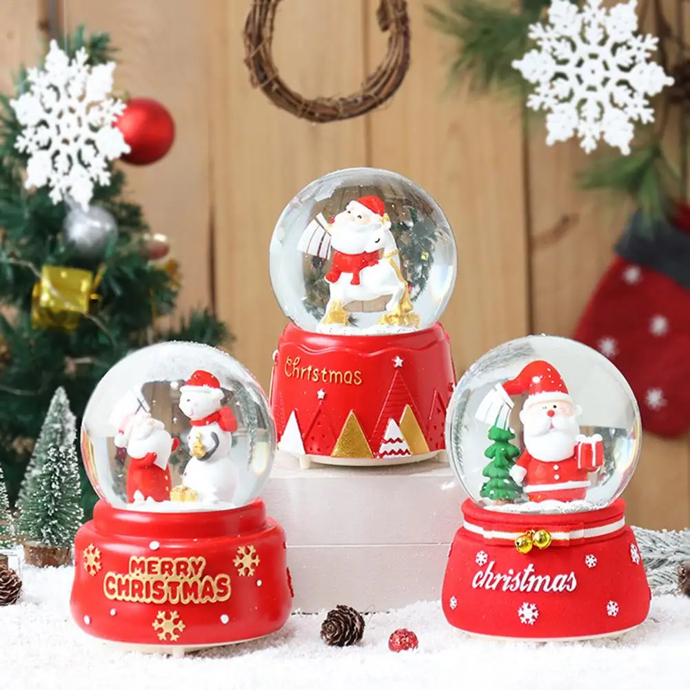 santa claus snow globes glass crystal ball lighting music box
