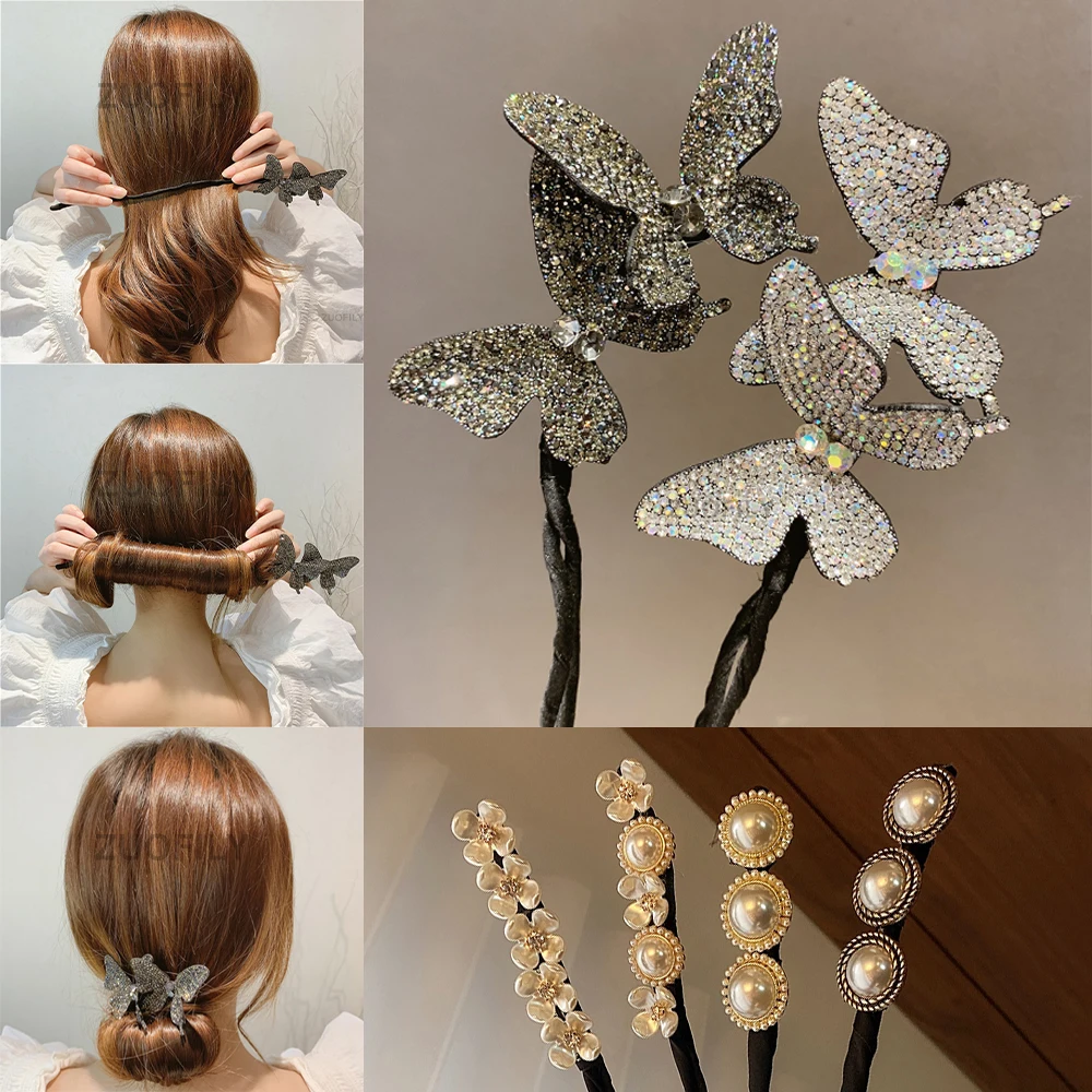 DIY Hair Style device braided hair artifact lazy curly stick butterfly hairpin flower bud ornament headdress | Красота и здоровье