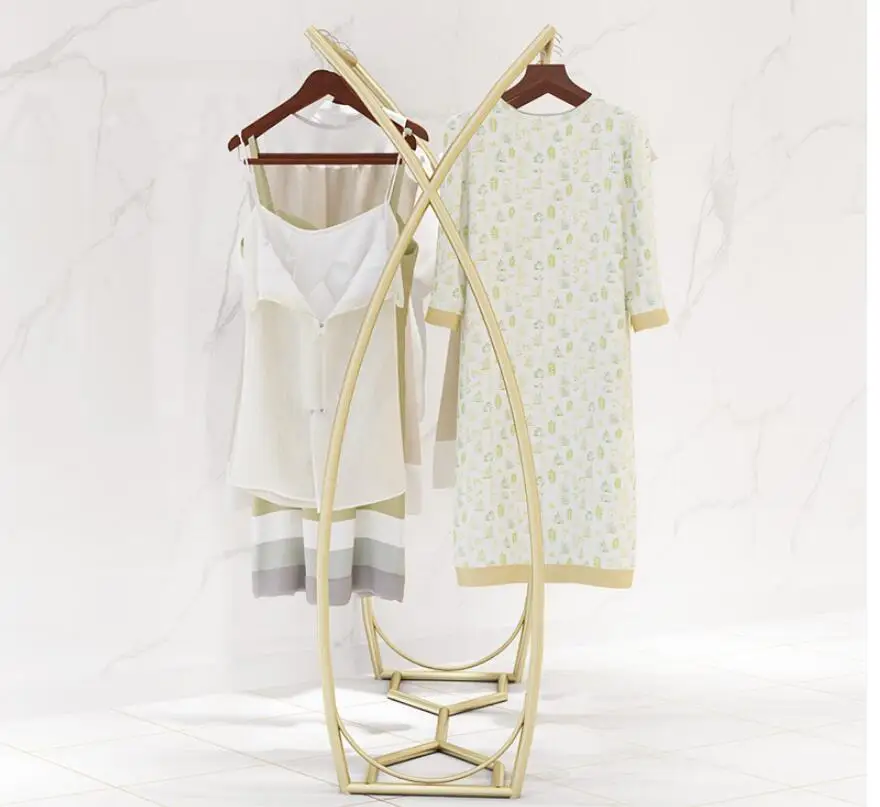 Clothing store display rack nano gold hanger personality middle island double row shelf
Clothing store display rack nano gold hanger personality middle island double row shelf
