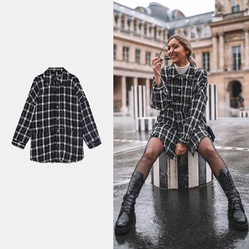 2020 ZA Fashion Women Jacket Houndstooth Burrs Plaid Spring Mid-length Shirt Coat Casual Loose Wild Elegant Chic Office Lady New
2020 ZA Fashion Women Jacket Houndstooth Burrs Plaid Spring Mid-length Shirt Coat Casual Loose Wild Elegant Chic Office Lady New