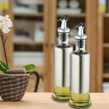 Stainless Steel Olive Oil Dispenser Bottle Set, 2 Pack Of 10Oz Glass Cooking Oil & Vinegar Cruet Set for Kitchen and BBQ
Stainless Steel Olive Oil Dispenser Bottle Set, 2 Pack Of 10Oz Glass Cooking Oil & Vinegar Cruet Set for Kitchen and BBQ