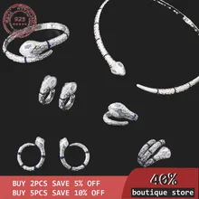 S925 sterling silver jewelry 1:1 copy, snake shaped women's Earrings Earbone clip ring necklace bracelet set jewelry gift 
S925 sterling silver jewelry 1:1 copy, snake shaped women's Earrings Earbone clip ring necklace bracelet set jewelry gift
