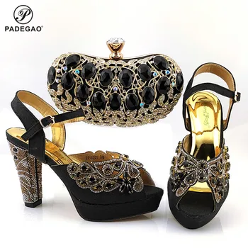 Newest Black Color Decorate With Rhinestone Italian Shoes And Platform Bag African Women Shoes And Popular Bag For Wedding
Newest Black Color Decorate With Rhinestone Italian Shoes And Platform Bag African Women Shoes And Popular Bag For Wedding