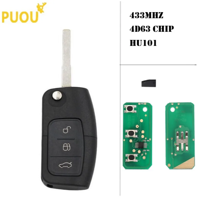 3 Button Flip Folding Remote Control car Key for Ford Focus mondeo Fiesta key Fob Case 433MHz 4D63 Chip
3 Button Flip Folding Remote Control car Key for Ford Focus mondeo Fiesta key Fob Case 433MHz 4D63 Chip