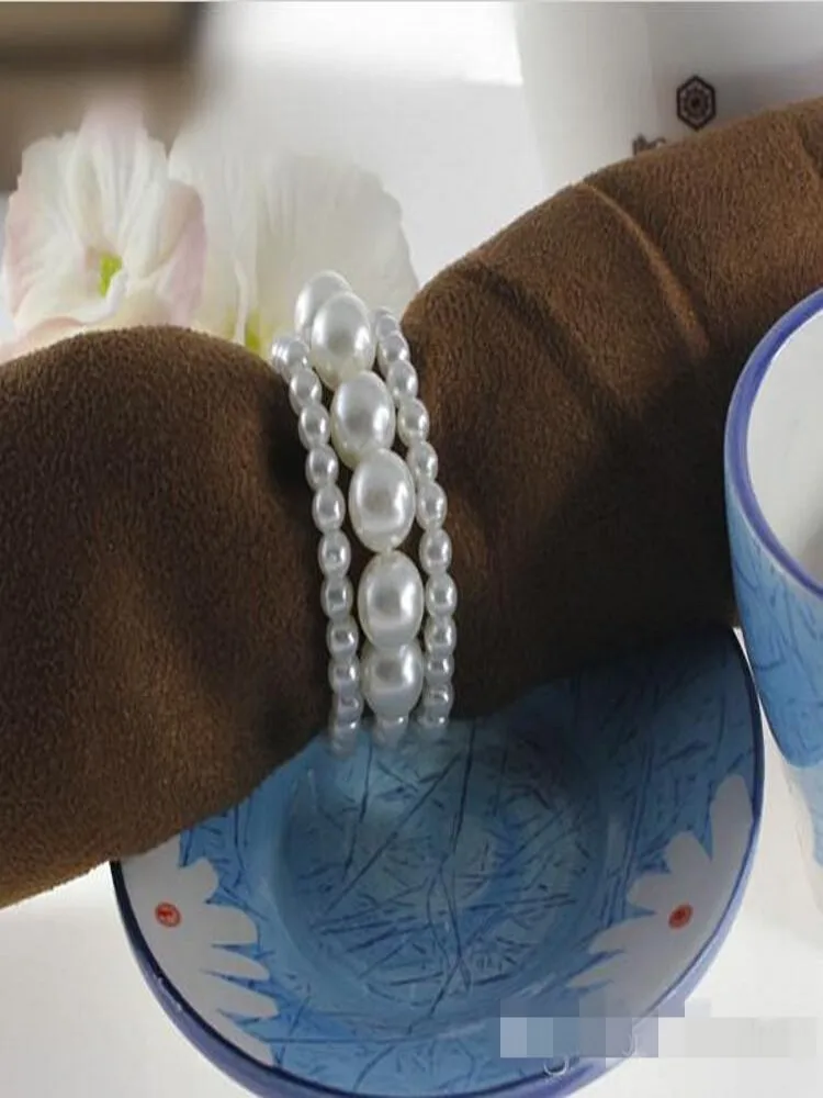 Фото Кольца для салфеток с блестящими жемчужинами свадебные украшения вечерние ла