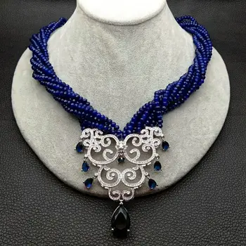 21'' 7 Strands Blue Faceted Rondelle J1ade Necklace CZ Pendant
21'' 7 Strands Blue Faceted Rondelle J1ade Necklace CZ Pendant