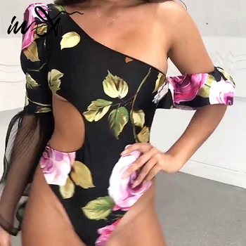 In-X Retro floral print one piece swimsuit female Mesh bodysuit women One shoulder sleeve swimwear women Monokini Ruffle bikini
In-X Retro floral print one piece swimsuit female Mesh bodysuit women One shoulder sleeve swimwear women Monokini Ruffle bikini