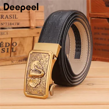 

Deepeel 1pc 3.8*110-125cm Fashion Man's Genuine Leather Belt Automatic Buckle Second Layer Cowhide Waistband Gifts for Men YB462