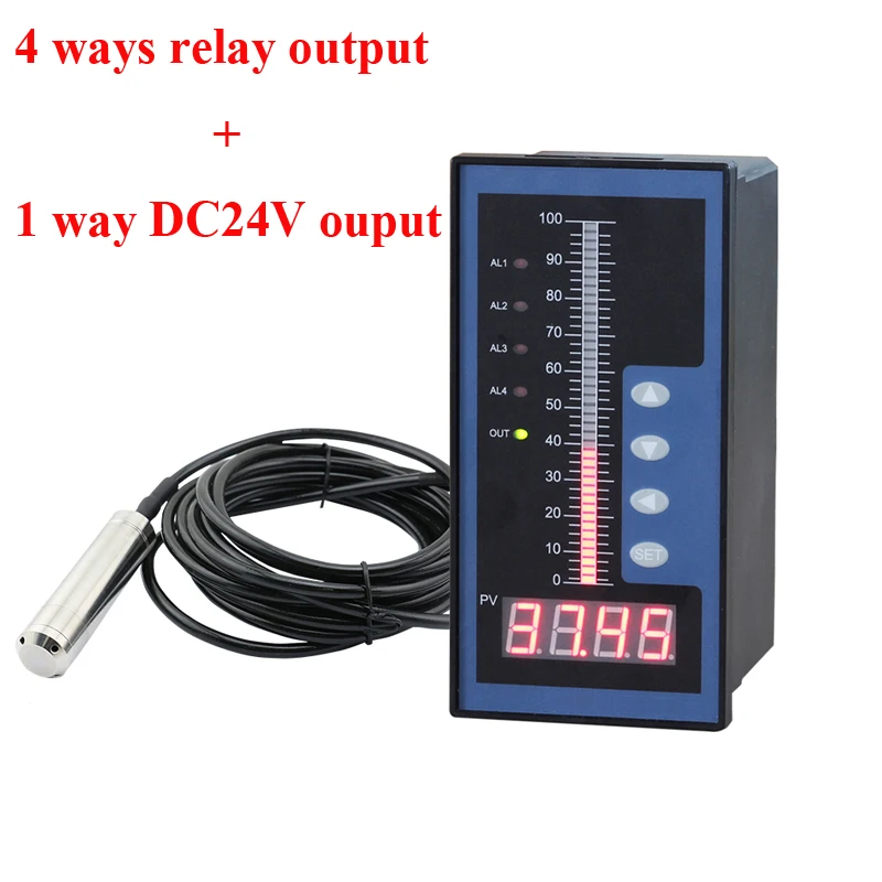 

water level controller with 0-15M level sensor liquid depth transmitter sensor water depth controller with 4 relay output 24VDC